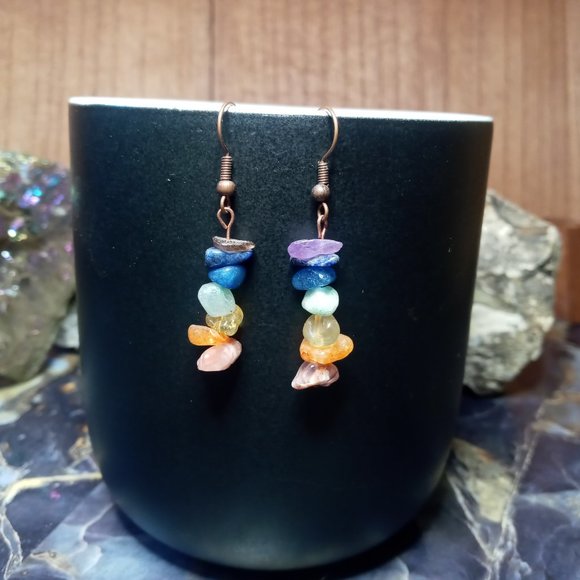 Chakra Balancing Gemstone Earrings - Picture 2 of 3